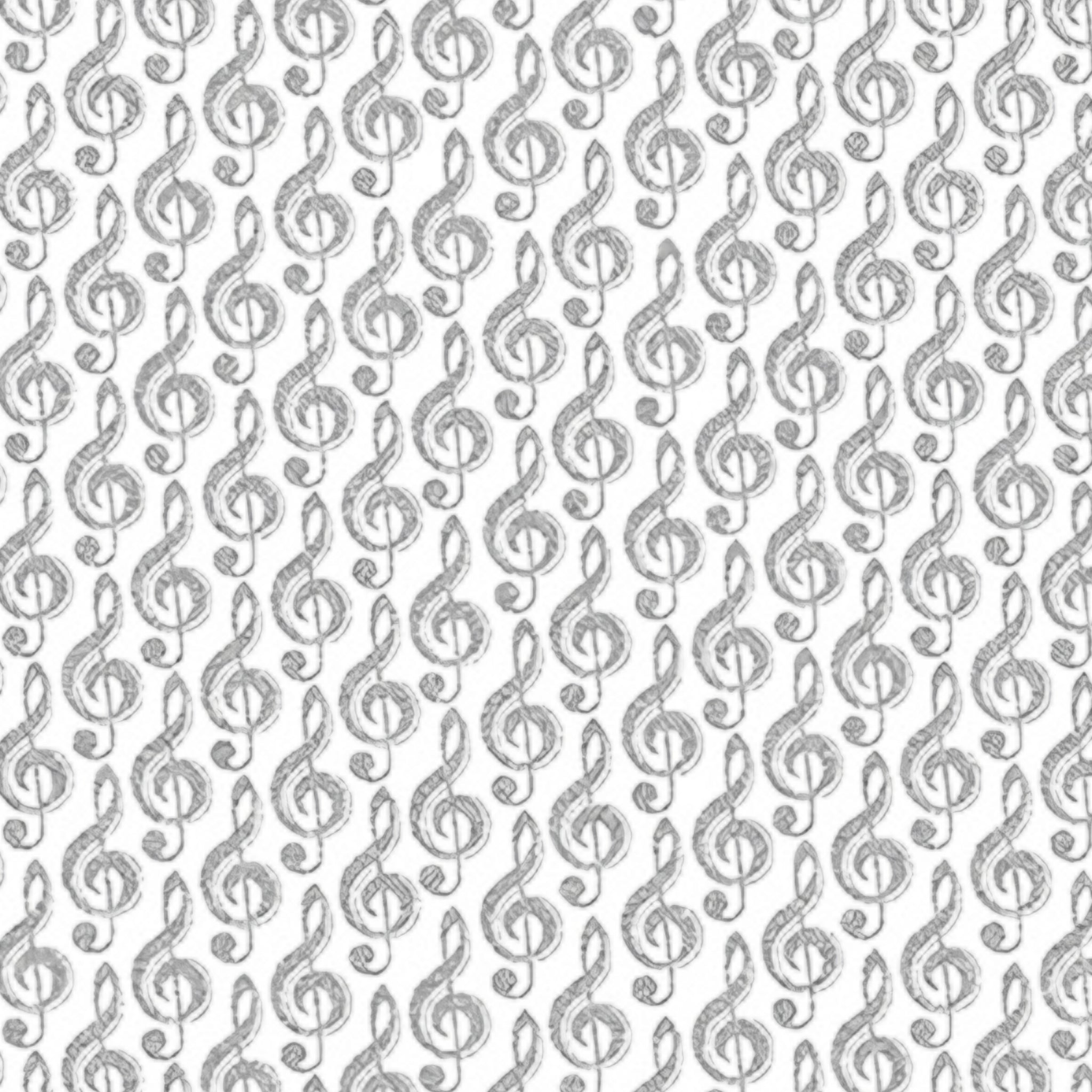 Metallic silver tiny treble clef G clef music notes white fabric for music quilts music book bags teacher gifts and patchwork projects