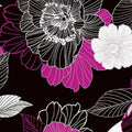 Large blooms berry magenta white black pearlescent fabric for elegant quilts and sophisticated patchwork projects