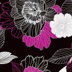 Large blooms berry magenta white black pearlescent fabric for elegant quilts and sophisticated patchwork projects