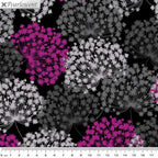 Wildflower blooms magenta gray black pearlescent fabric for elegant quilts and sophisticated patchwork projects