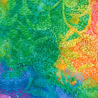 Rainbow watercolour abstract vines fabric in vibrant multi colours for quilts and patchwork sewing projects