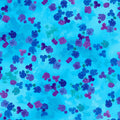 Scattered hydrangea florets cobalt blue navy mauve bright watercolour turquoise background digital print fabric for garden quilts children's projects summer bags and zip pouches