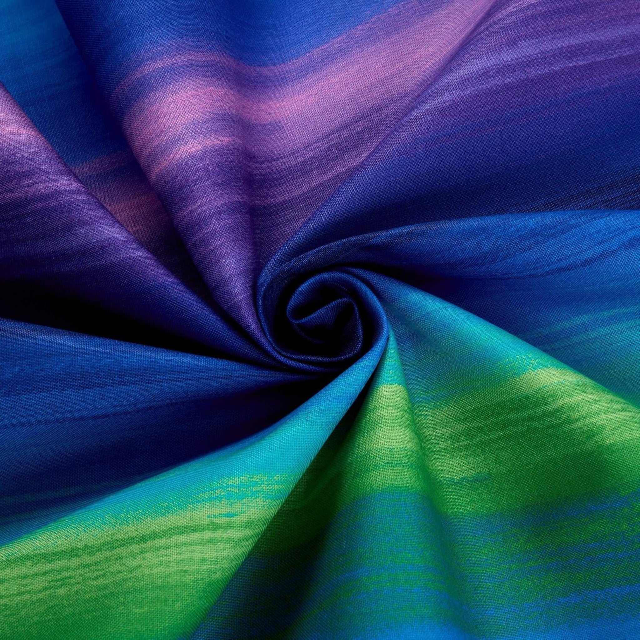 Painterly ombré stripe purple mauve cobalt blue teal iridescent sheen digital print fabric for bargello quilts lone star blocks cushion covers quilt backing tote bags and jacket linings