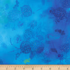 Tonal hydrangea heads leaf sketches navy cobalt outline luminous watercolour aqua turquoise background digital print fabric for garden quilts cushions zip pouches and blue blender patchwork projects