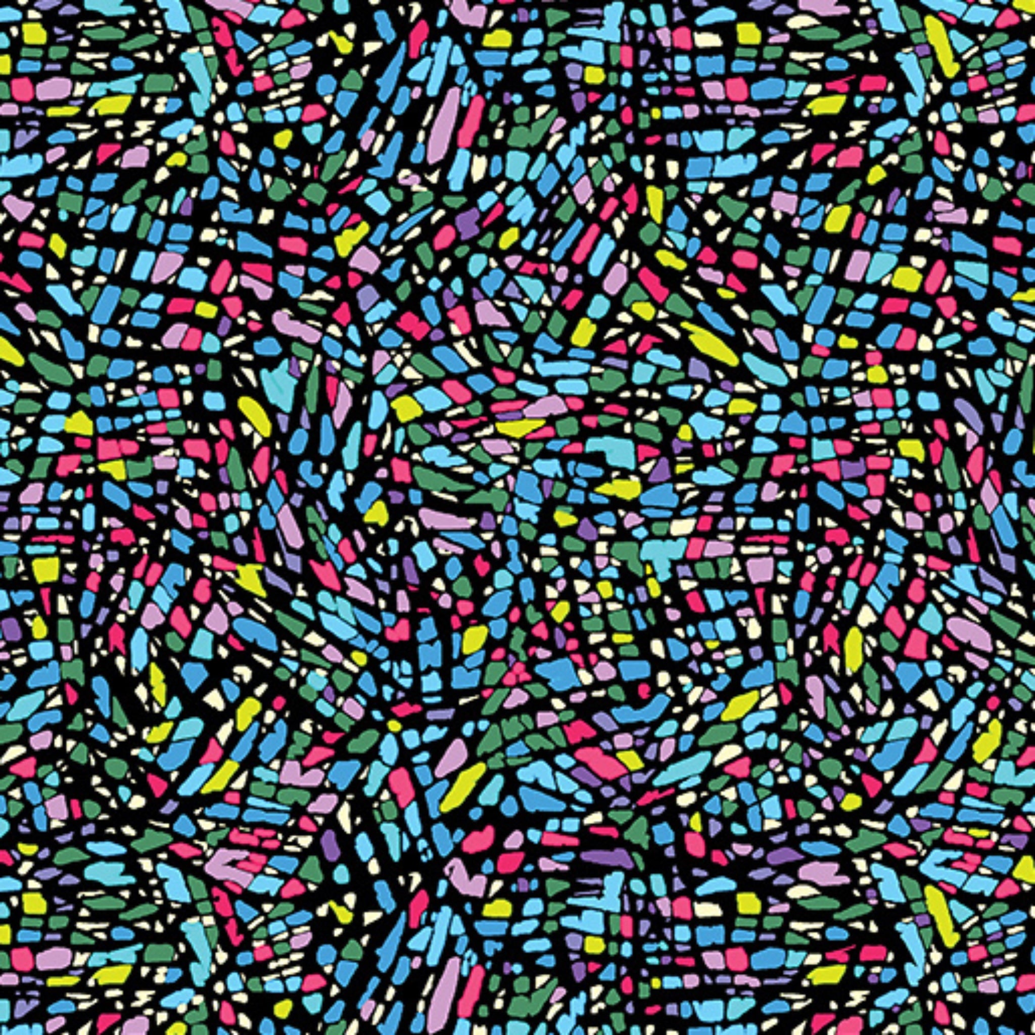 Stained glass mosaic pink blue turquoise yellow green purple fabric for modern quilts cushions tote bags and patchwork sewing projects