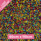 Stained glass mosaic yellow orange red turquoise blue fabric for modern quilts cushions tote bags and patchwork sewing projects