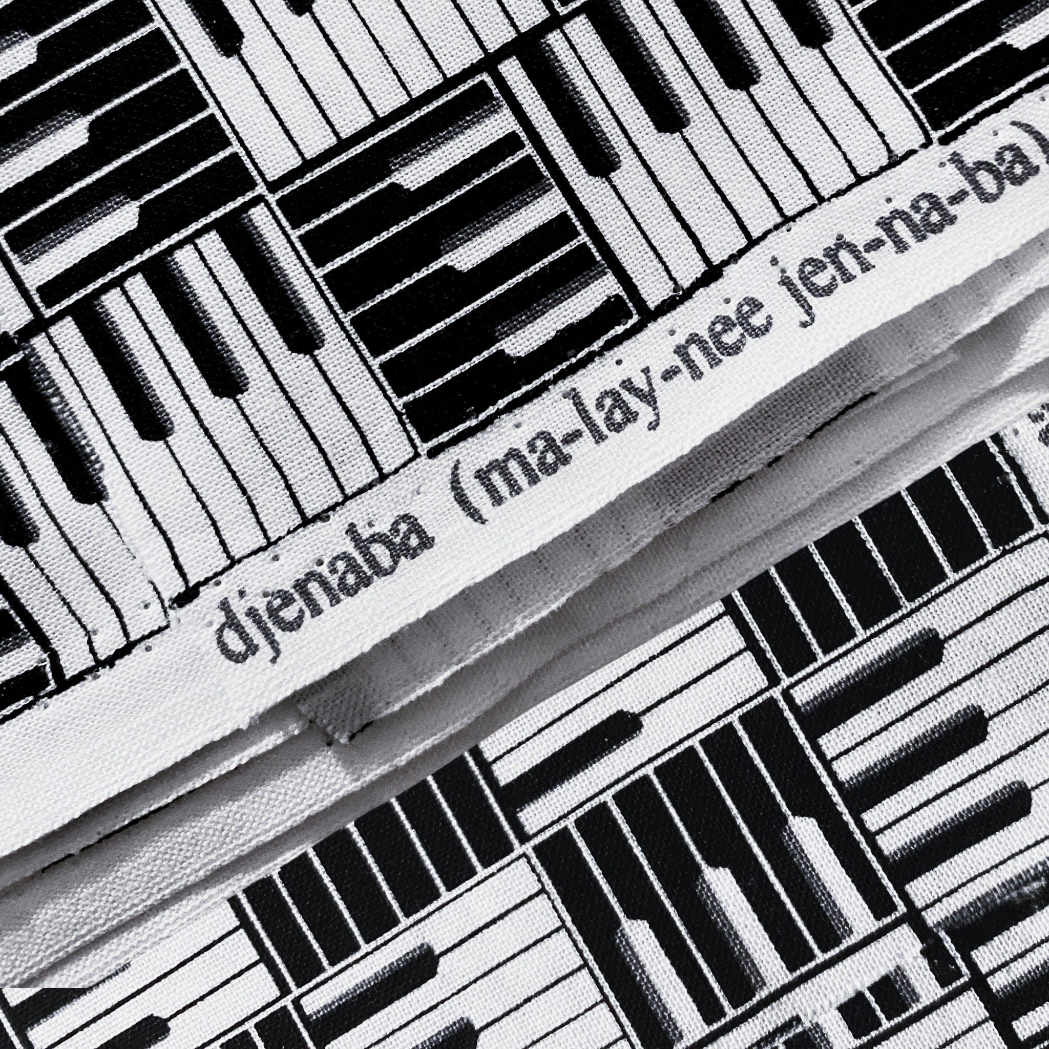 Piano keys novelty geo black white fabric by Malene Djenaba for music quilts music teacher gifts and musician sewing projects