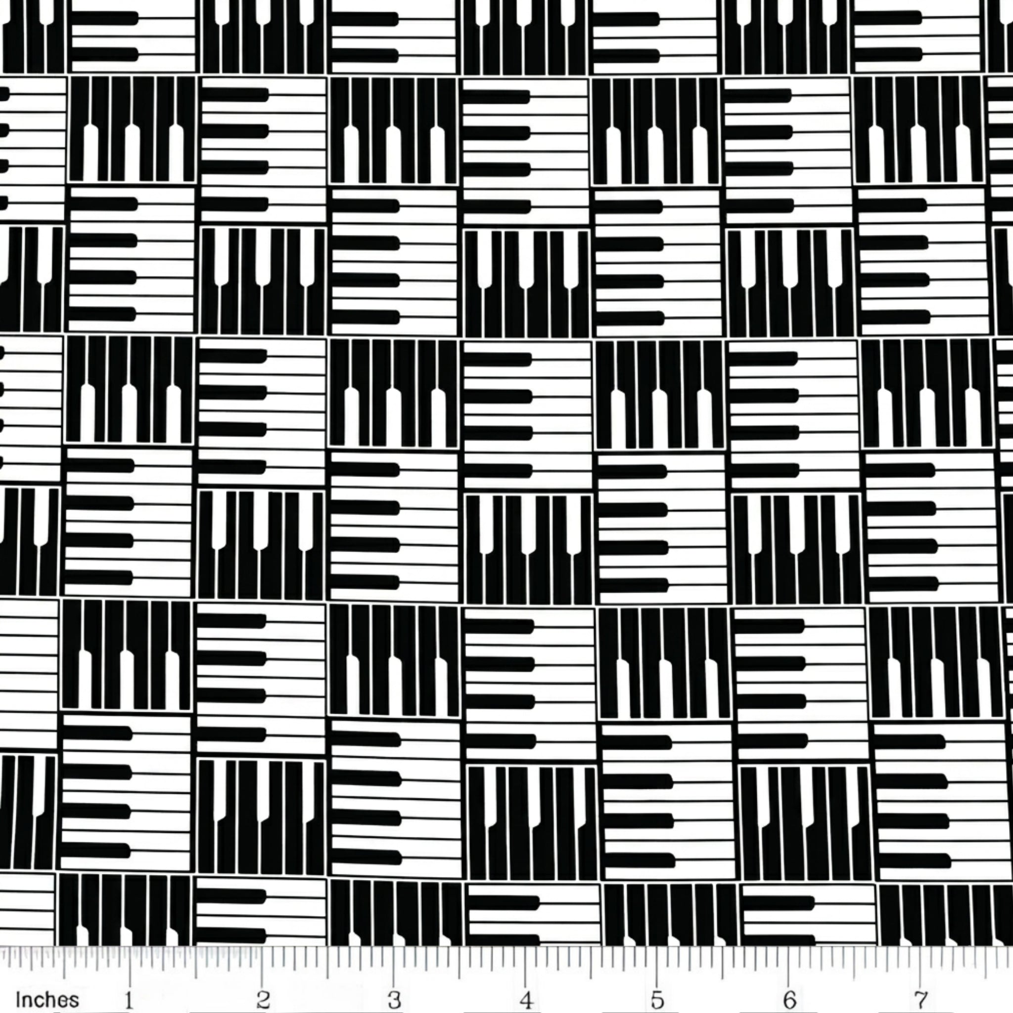 Piano keys novelty geo black white fabric for music quilts music teacher gifts and musician sewing projects