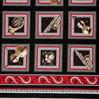 Musical Moments boxes panel black fabric trumpet piano saxophone cello violin for music teacher gifts musician quilts