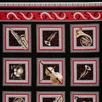 Musical Moments boxes panel black fabric trumpet piano saxophone cello violin for music teacher gifts musician quilts