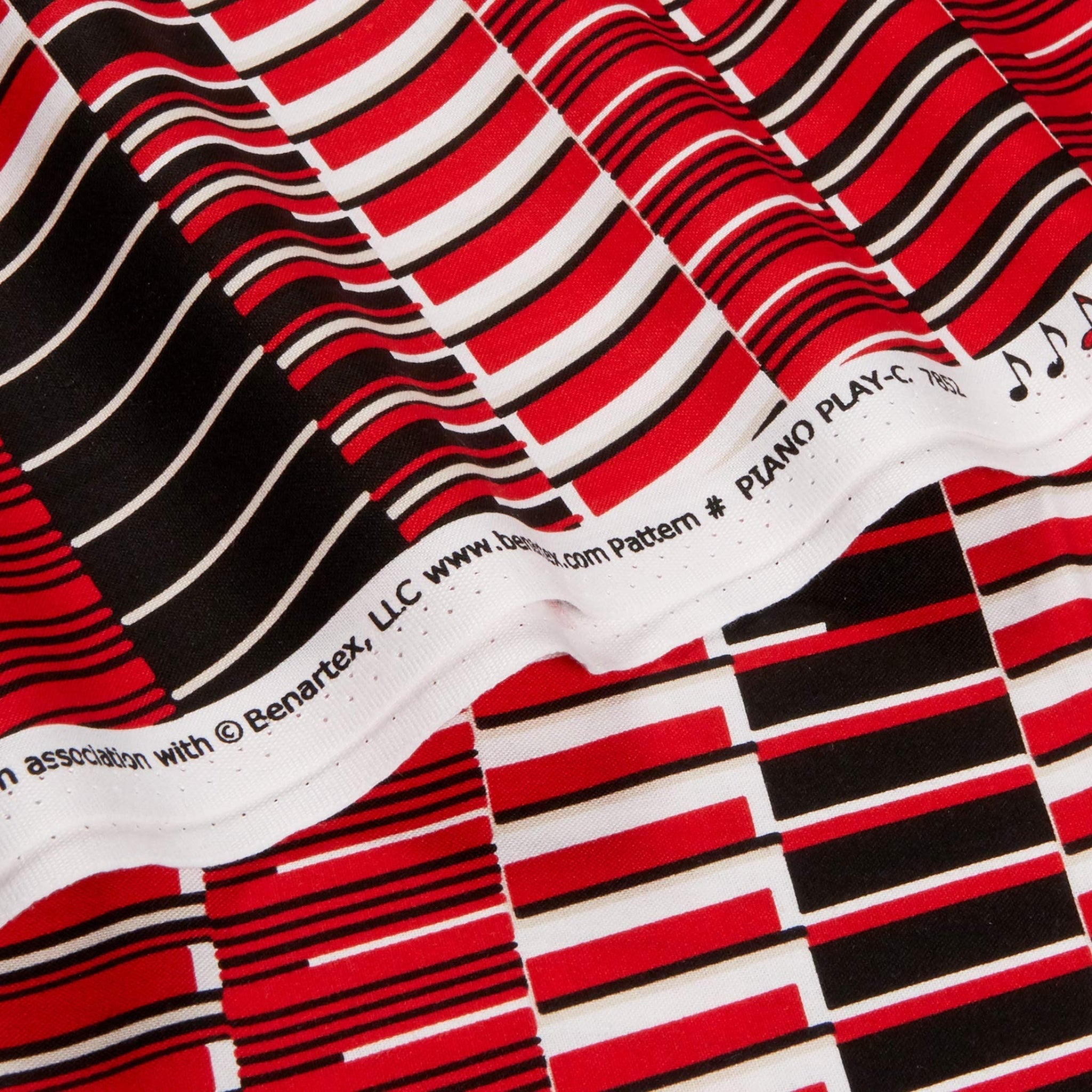 Black white red geo music fabric with abstract piano keys for music teacher gifts musician quilts