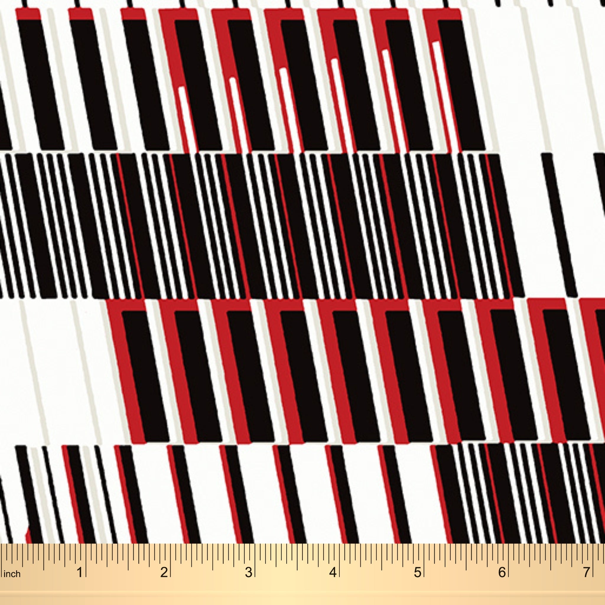 White black red geo music fabric with abstract piano keys for music teacher gifts musician quilts