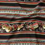 Black white red music stripe fabric with musical notes instruments piano keys for music teacher gifts musician quilts