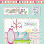 My Happy Place sewing room panel sewing machine dress form ironing board thread spools novelty fussy cut quilting cotton wall hanging cushion covers bag panels