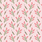Australian bottlebrush flowers on pink quilting cotton patchwork fabric for sewing projects