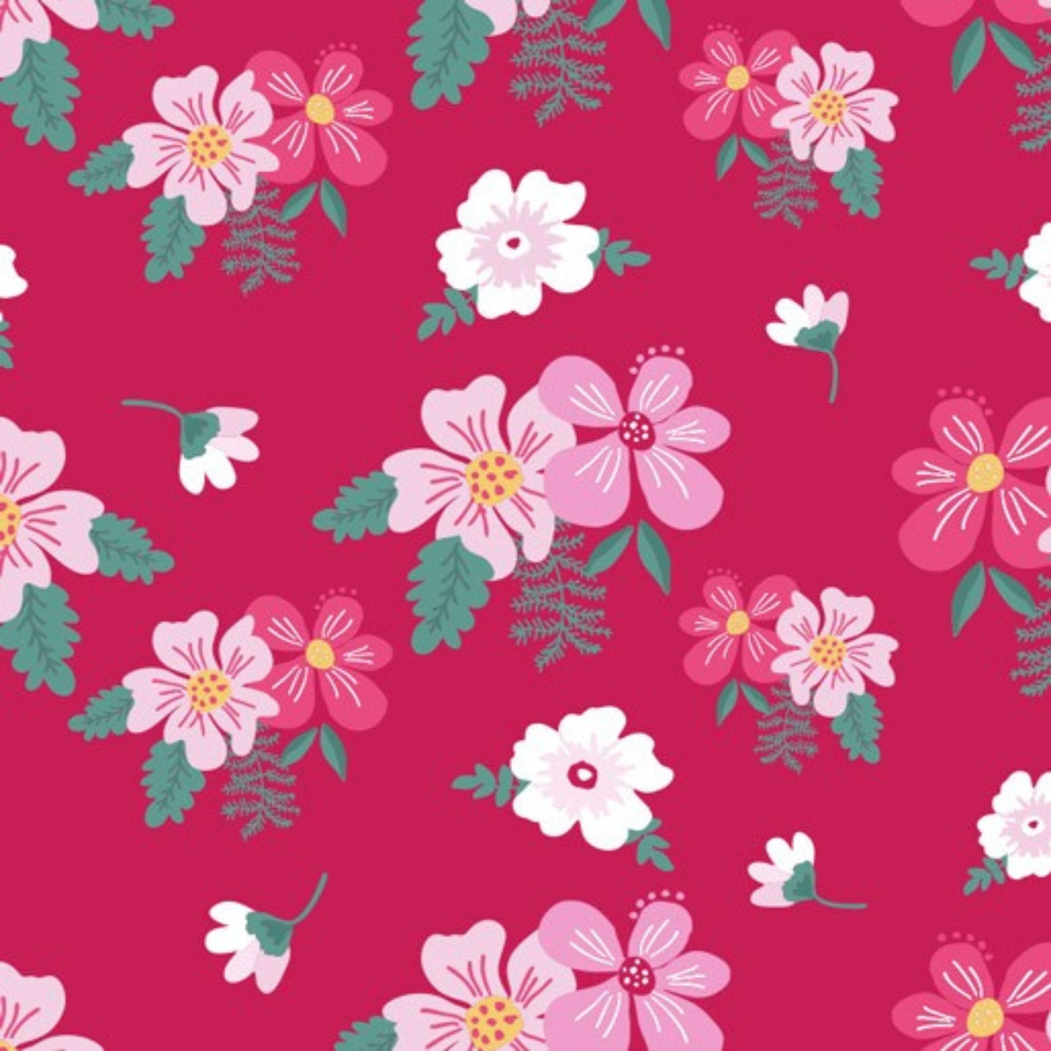 Native Australian flowers cream coral hot pink fabric for Australian-themed quilts and patchwork projects
