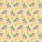 Gum blossoms native pink coral butter yellow fabric for Australian-themed quilts and patchwork projects