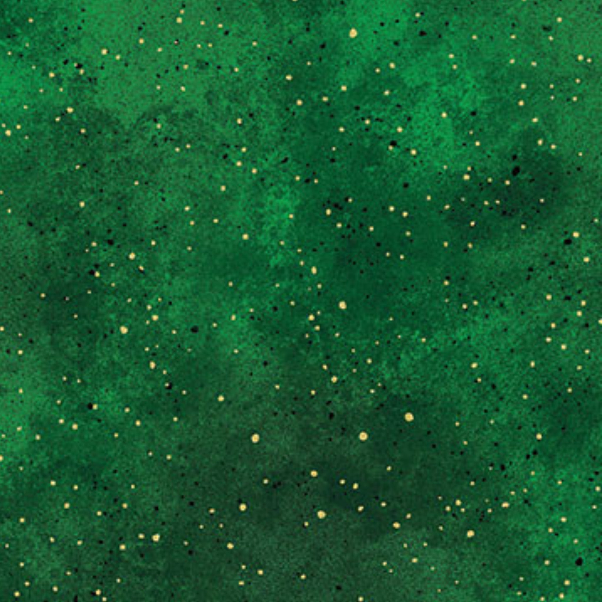 Mottled texture hunter green gold metallic fabric for quilts and patchwork projects
