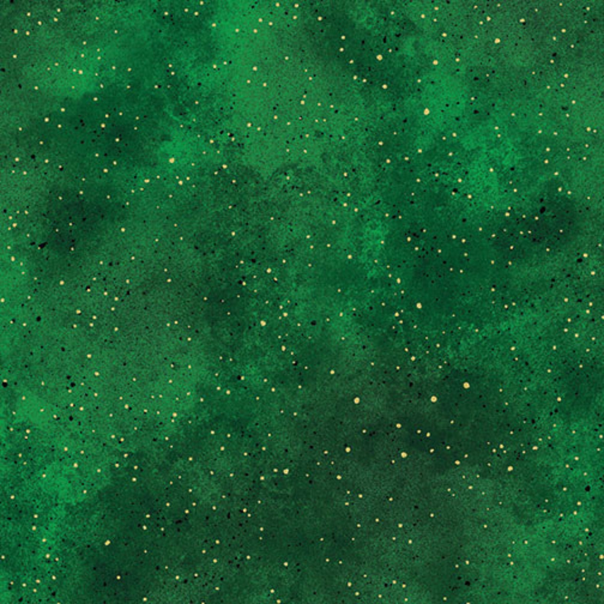 Mottled texture hunter green gold metallic blender fabric for quilts and patchwork projects