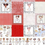 Novelty nurse medley panel red white with nurse portraits coordinates medical motifs and border strips fabric for nurse quilts wall hangings and healthcare gifts Loralie Harris Designs