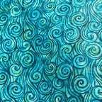 Swirling waves turquoise teal emerald green fabric for ocean-themed quilts coastal home décor and patchwork sewing projects