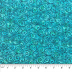 Swirling waves turquoise teal emerald green fabric for ocean-themed quilts coastal home décor and patchwork sewing projects