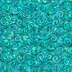 Swirling waves turquoise teal emerald green fabric for ocean-themed quilts coastal home décor and patchwork sewing projects