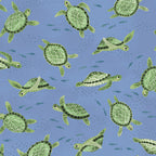 Green sea turtles fish denim blue novelty quilting fabric beach boys children's ocean quilts coastal projects