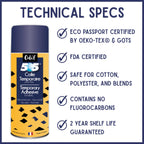 Odif 505 temporary basting spray 500ml ECO PASSPORT certified OEKO-TEX GOTS FDA certified safe for cotton polyester blends no fluorocarbons 2 year shelf life guaranteed