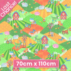 Farm animals cows sheep pigs horses roosters on green orange hills with barns windmills tractors kids novelty fabric for children's quilts and nursery décor