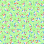 Cute tossed cows MOO text lime green kids novelty farm fabric for children's quilts baby quilts and nursery décor