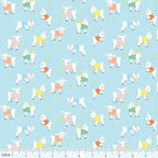 Baby goats lambs colourful knitted jumpers soft blue fabric for baby quilts children's quilts and nursery décor