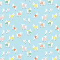 Baby goats lambs colourful knitted jumpers soft blue fabric for baby quilts children's quilts and nursery décor