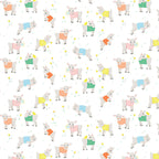Baby goats lambs colourful knitted jumpers white fabric for baby quilts children's quilts and nursery décor