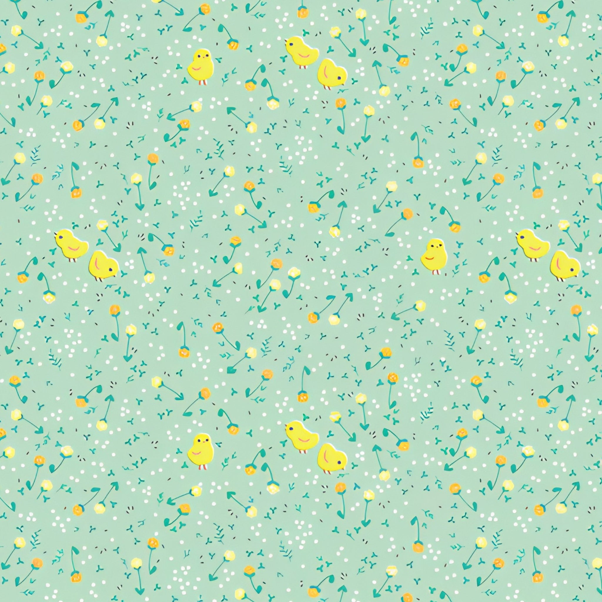 Tiny chicks clover buds white dots celery green ditsy fabric for baby quilts children's quilts nursery décor and sashing