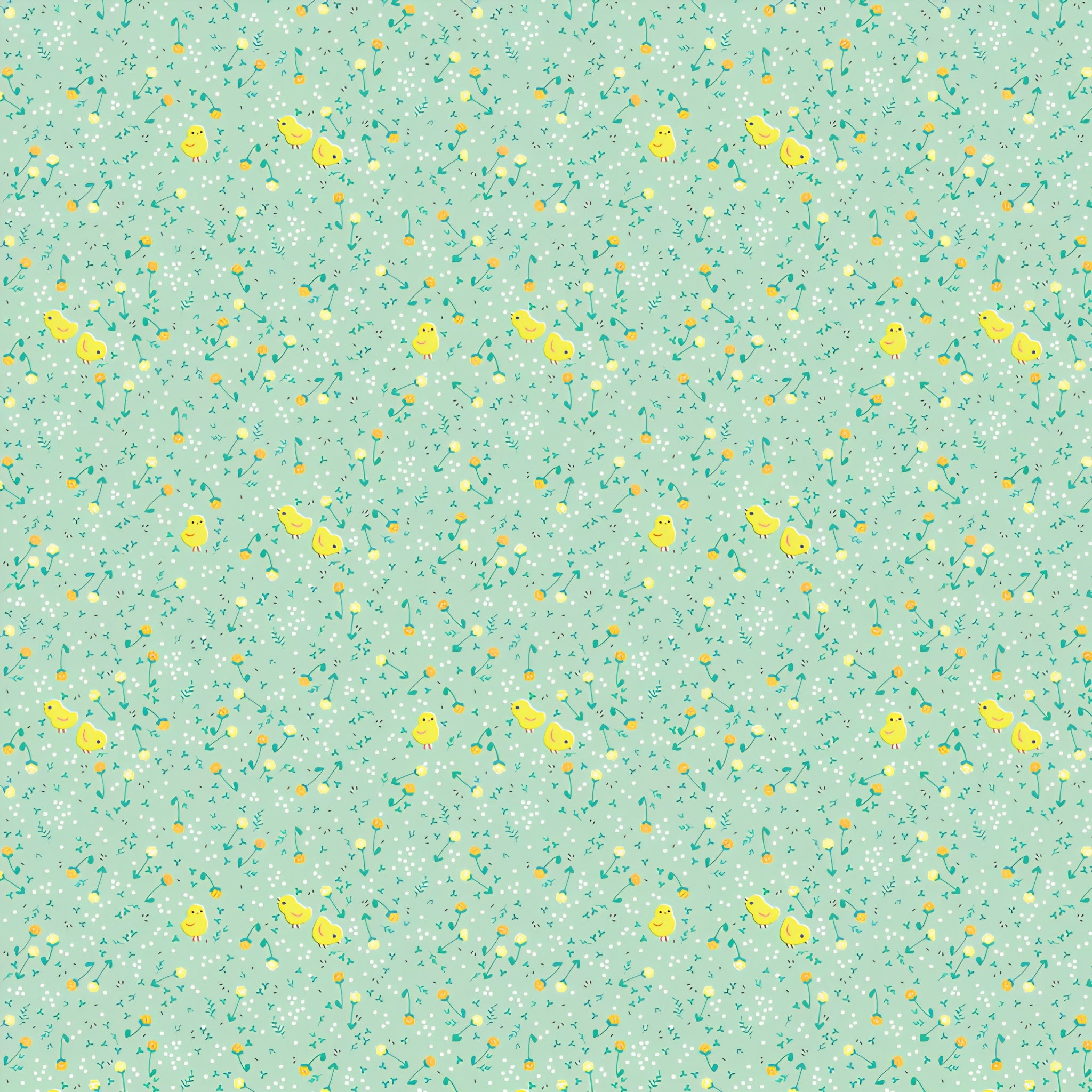 Tiny chicks clover buds white dots celery green ditsy fabric for baby quilts children's quilts nursery décor and sashing
