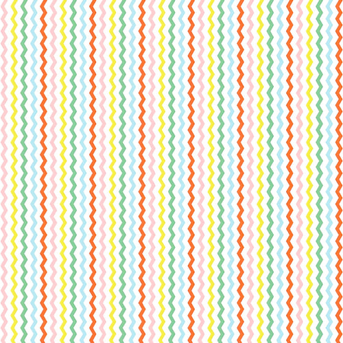 Multicolour zig zag stripe orange pink green blue yellow white kids blender fabric for children's quilts sashing borders and quilt backings