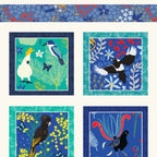 Outback Beauty panel Australian birds black cockatoo galah lyrebird aqua native flora fabric wall hangings cushions patchwork sewing