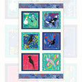 Outback Beauty panel Australian birds black cockatoo galah lyrebird aqua native flora fabric wall hangings cushions patchwork projects