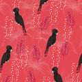 Black cockatoos crimson bottlebrush red fabric for Australian-themed quilts and patchwork projects