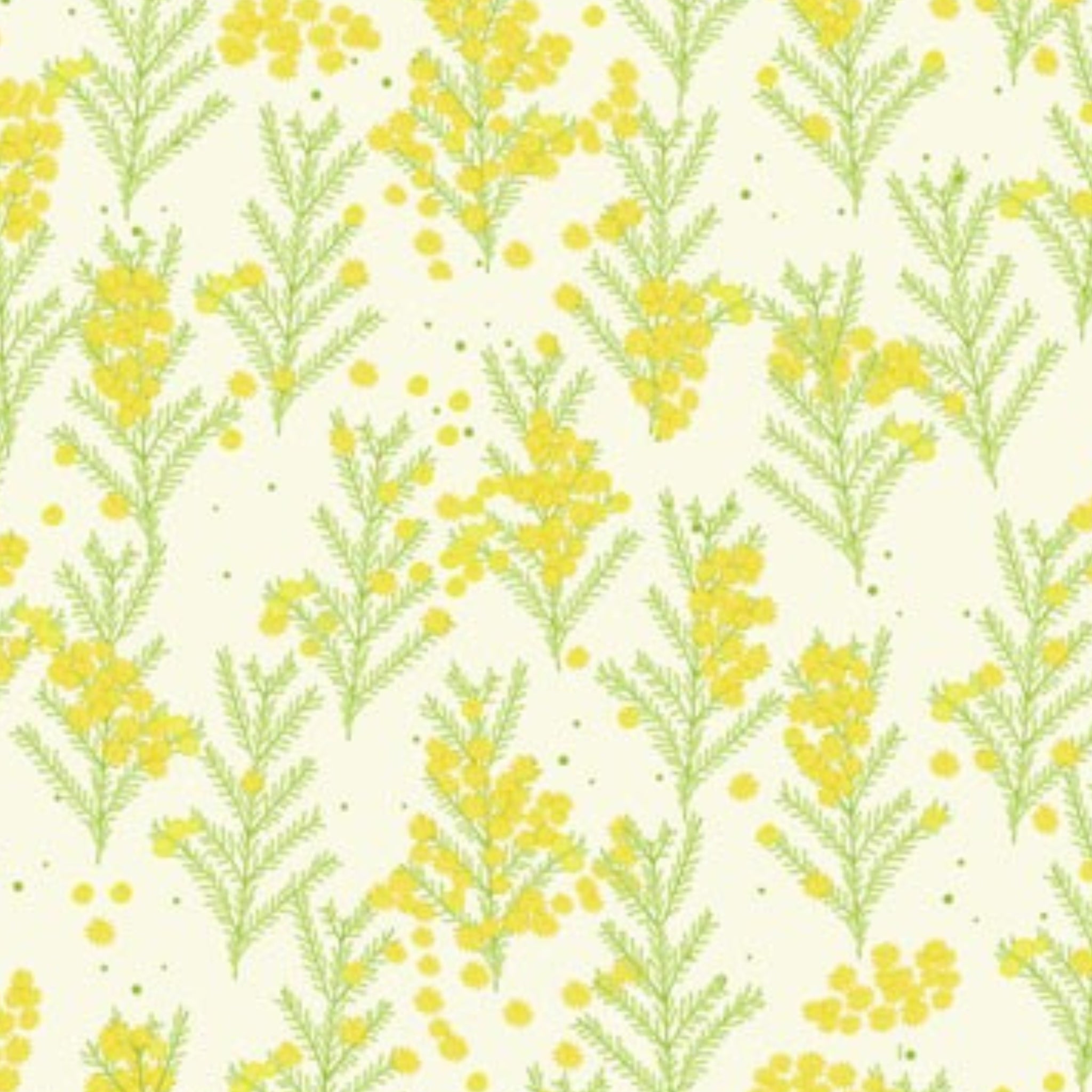 Wattle blossoms yellow cream fabric for Australian-themed quilts and patchwork sewing
