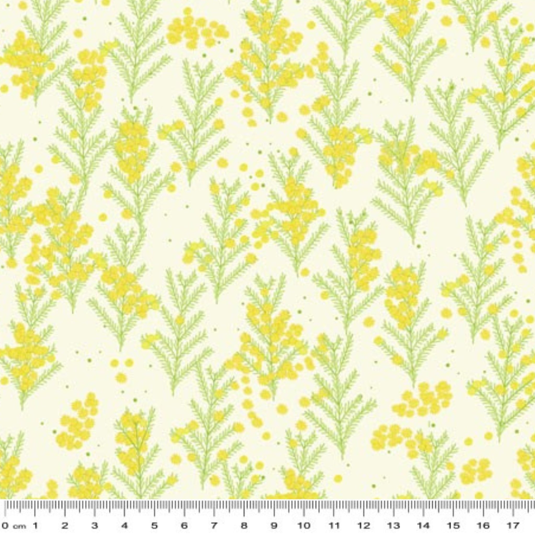 Wattle blossoms yellow cream fabric for Australian-themed quilts and patchwork projects