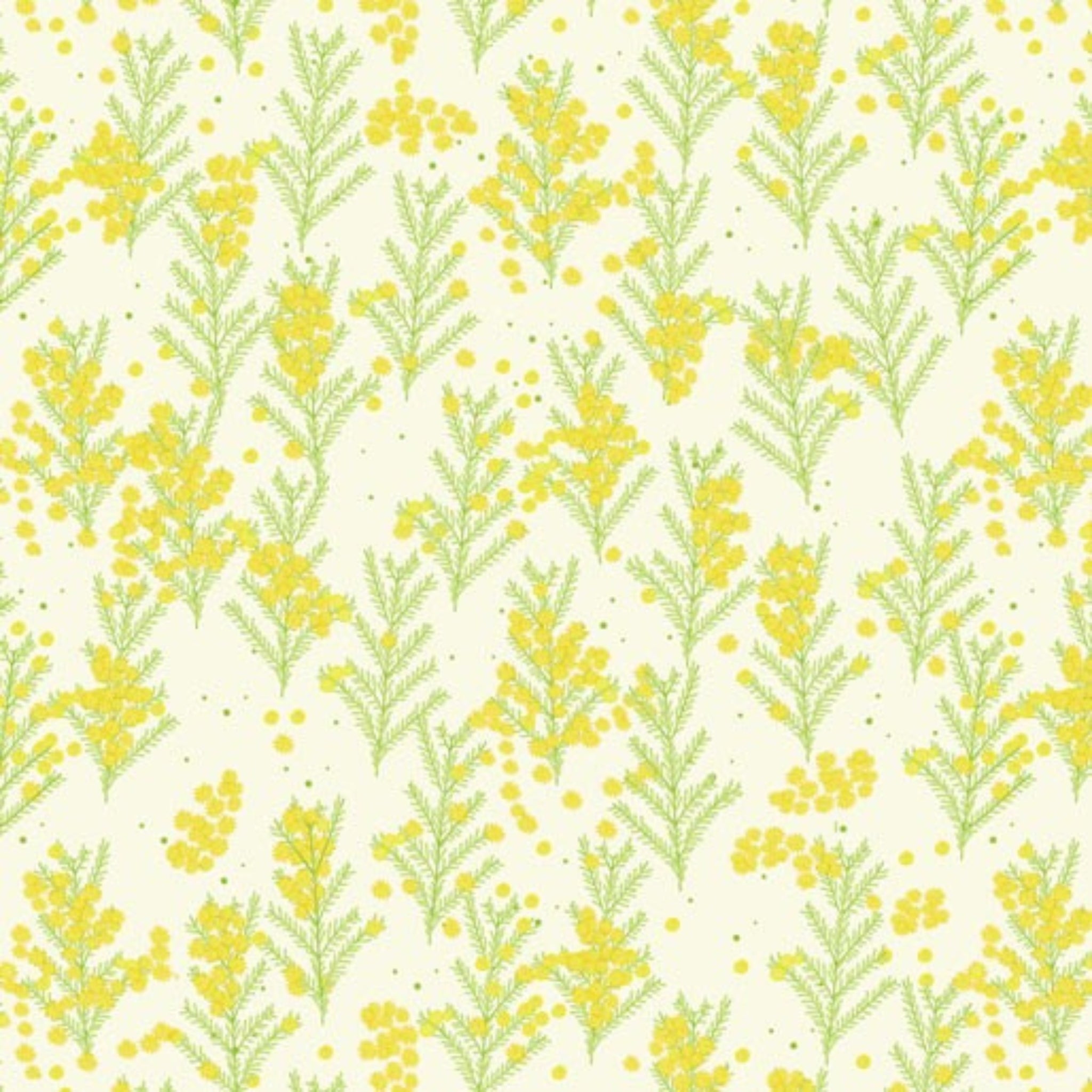 Wattle blossoms yellow cream fabric for Australian-themed quilts and patchwork projects