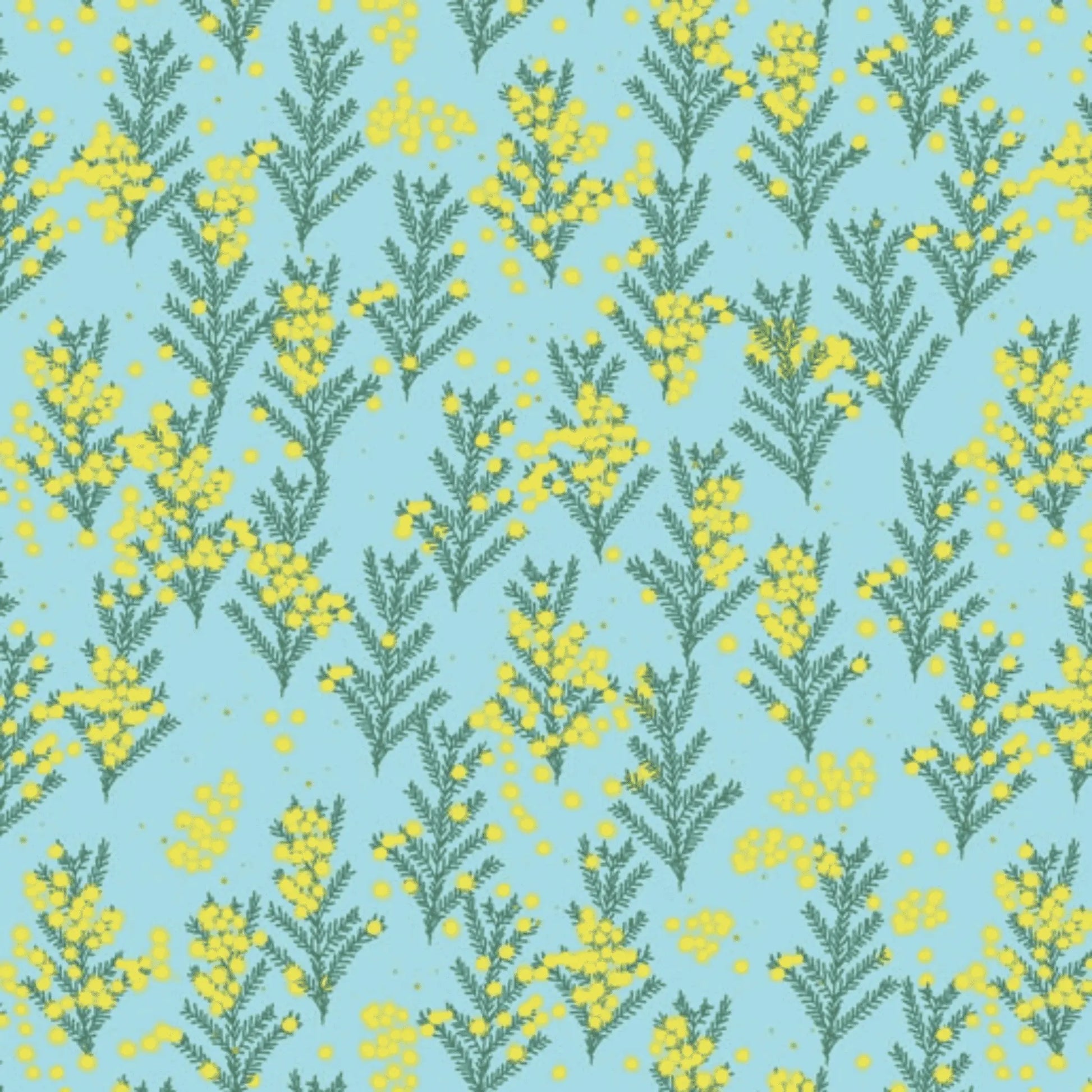 Outback Beauty Wattle Dance Sky Blue - Amanda Joy Designs KK Fabrics - Three Wishes Patchwork Fabric