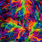 Swirling rainbow horse mane blender orange red pink purple blue green yellow black background digital print fabric for horse quilts feature backgrounds bags and bold patchwork sewing projects