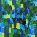 Painterly brushstroke fabric in green, blue and aqua tones creating an artistic textured blender for quilting