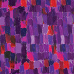 Painterly brushstroke fabric in purple, pink and red tones creating an artistic textured blender for quilting