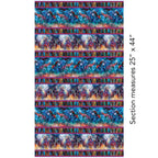 Watercolour horses stripe fabric turquoise red purple multicolour brushstrokes fabric for horse-themed quilts borders and cushions