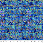 Elegant scrollwork turquoise purple violet gold script writing fabric for quilts home décor and patchwork sewing projects