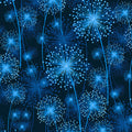 Cobalt electric blue dandelion seed heads pearlescent shimmer black background quilting fabric elegant quilts cushions table runners